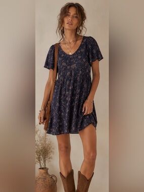 Boho Cottagecore Floral Dress | Romantic Prairie Style